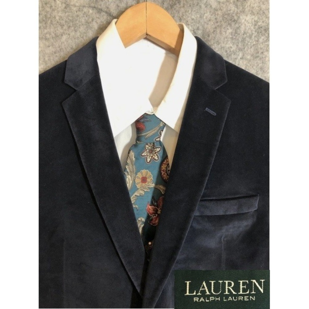 Ralph Lauren Blazer Mens 42R Blue Suede Sport Coat Jacket Formal Holiday Party